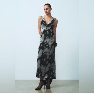 Zara Black and Gray Maxi Dress